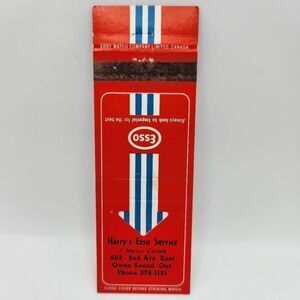 Vintage Matchbook Harry's Esso Service 602 2nd Avenue East Owen Sound Ontario
